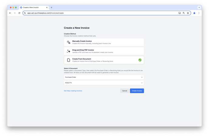 3. Invoice Creator - From a PO or GR