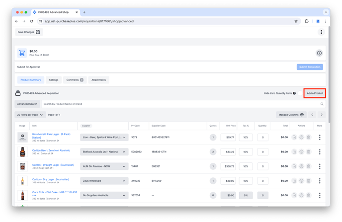 Add Product to Buy List Requisition