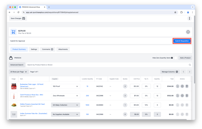 Create a Requisition from a Stock Location