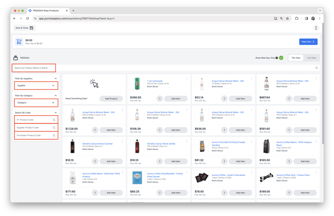 Search Products in Basic Shopping