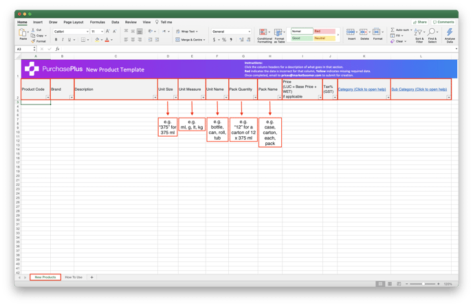 Complete columns for product details