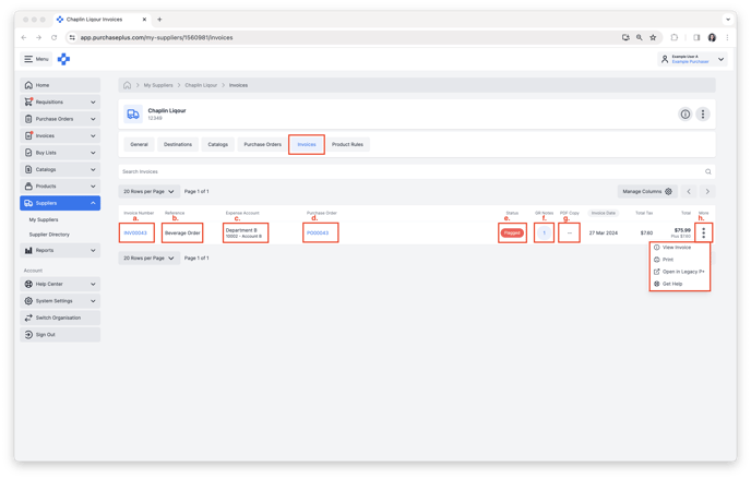 View Supplier Invoices