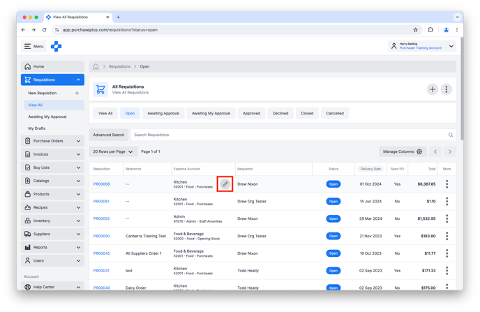 Edit Open Requisition Settings