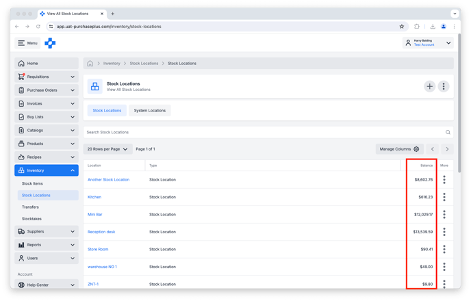 Viewing Stock Balances in your Stock Locations