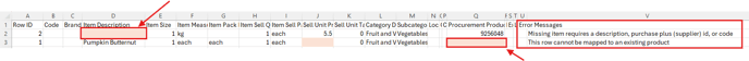 Error messages IMport File